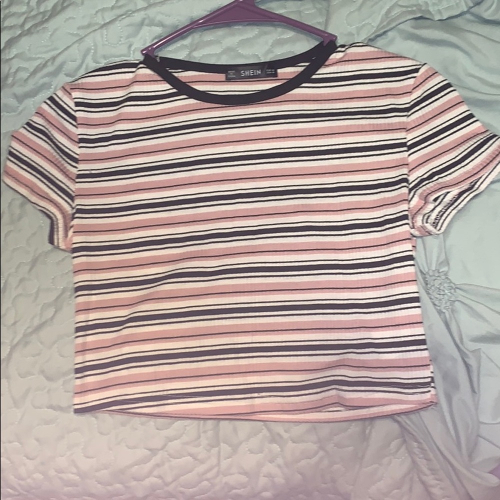 striped crop top tee